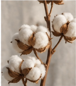 Open cotton bolls on a branch